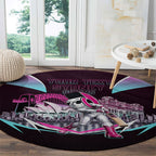 Personalised Sydney Sixers Cricket Mascot Skyline Round Carpet Retro Neon Graphic Fan Art