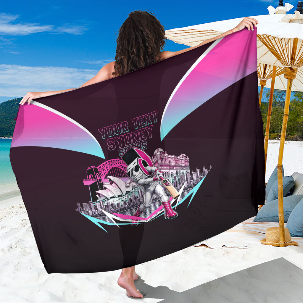 Personalised Sydney Sixers Cricket Mascot Skyline Sarong Retro Neon Graphic Fan Art