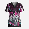 Personalised Sydney Sixers Cricket Mascot Skyline Scrub Top Retro Neon Graphic Fan Art