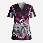 Personalised Sydney Sixers Cricket Mascot Skyline Scrub Top Retro Neon Graphic Fan Art