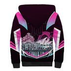 Personalised Sydney Sixers Cricket Mascot Skyline Sherpa Hoodie Retro Neon Graphic Fan Art