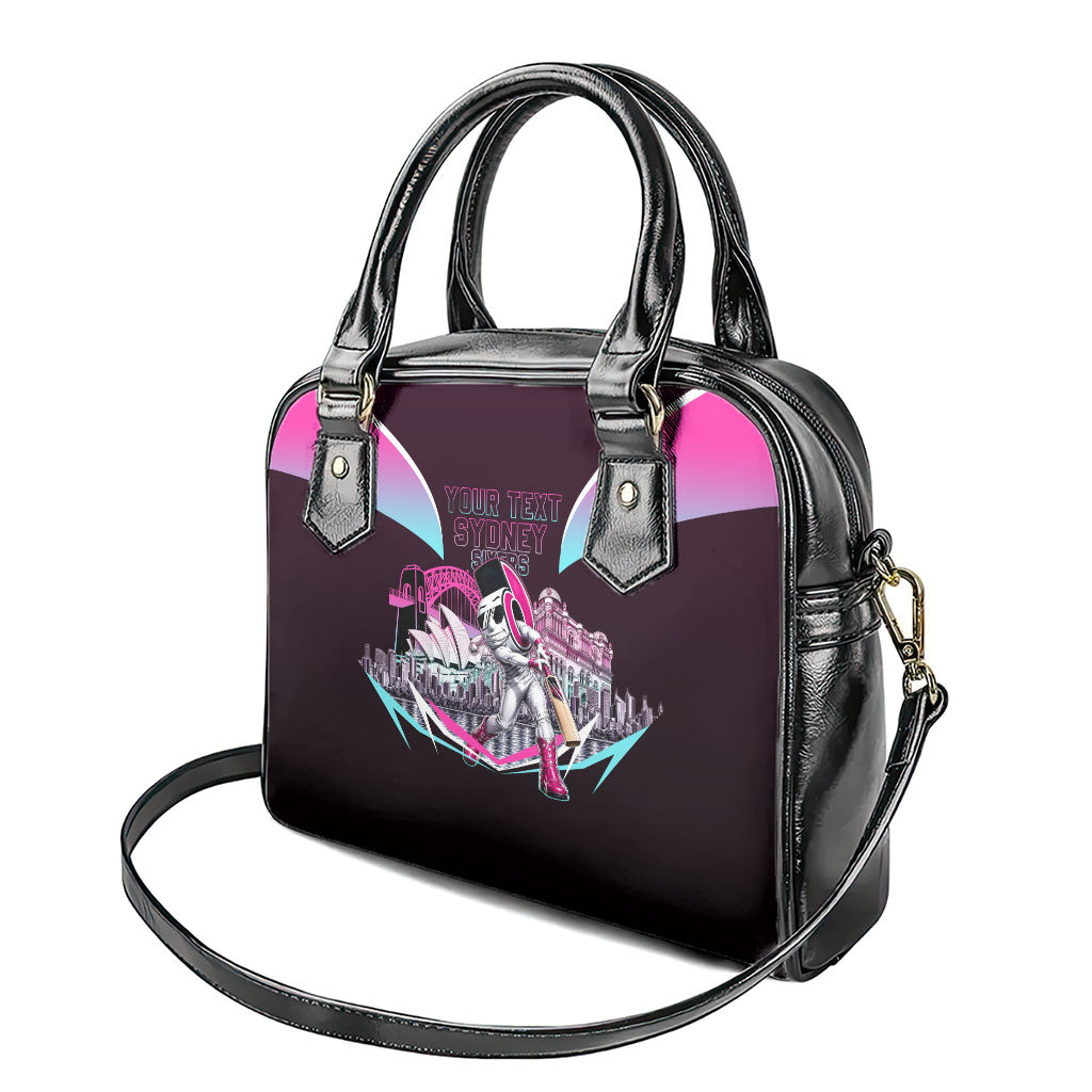 Personalised Sydney Sixers Cricket Mascot Skyline Shoulder Handbag Retro Neon Graphic Fan Art