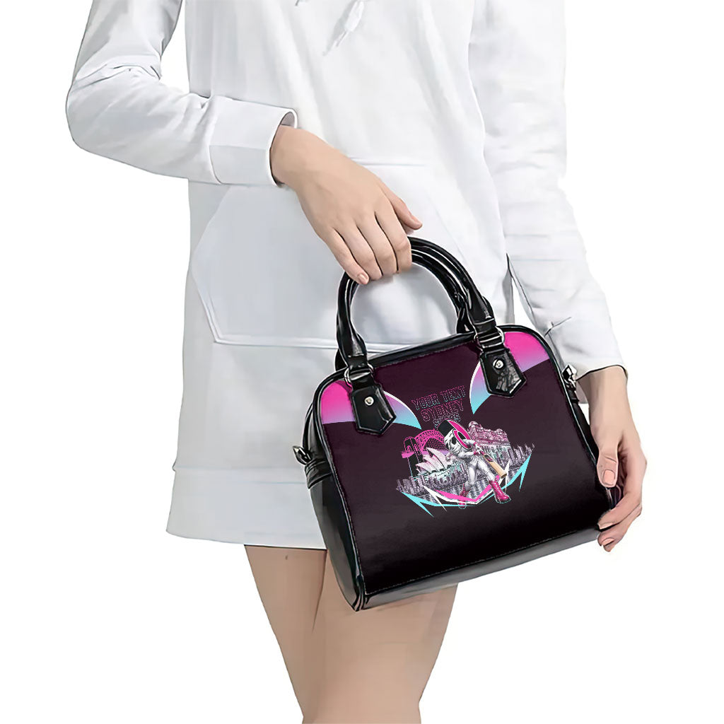 Personalised Sydney Sixers Cricket Mascot Skyline Shoulder Handbag Retro Neon Graphic Fan Art