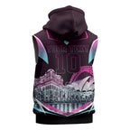 Personalised Sydney Sixers Cricket Mascot Skyline Sleeveless Hoodie Retro Neon Graphic Fan Art