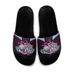 Personalised Sydney Sixers Cricket Mascot Skyline Slide Sandals Retro Neon Graphic Fan Art