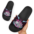 Personalised Sydney Sixers Cricket Mascot Skyline Slide Sandals Retro Neon Graphic Fan Art