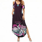 Personalised Sydney Sixers Cricket Mascot Skyline Summer Maxi Dress Retro Neon Graphic Fan Art