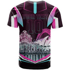 Personalised Sydney Sixers Cricket Mascot Skyline T Shirt Retro Neon Graphic Fan Art