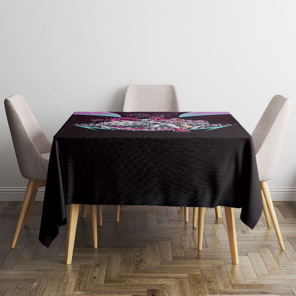 Personalised Sydney Sixers Cricket Mascot Skyline Tablecloth Retro Neon Graphic Fan Art