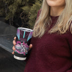 Personalised Sydney Sixers Cricket Mascot Skyline Tumbler Cup Retro Neon Graphic Fan Art