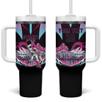 Personalised Sydney Sixers Cricket Mascot Skyline Tumbler With Handle Retro Neon Graphic Fan Art