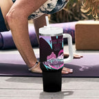 Personalised Sydney Sixers Cricket Mascot Skyline Tumbler With Handle Retro Neon Graphic Fan Art