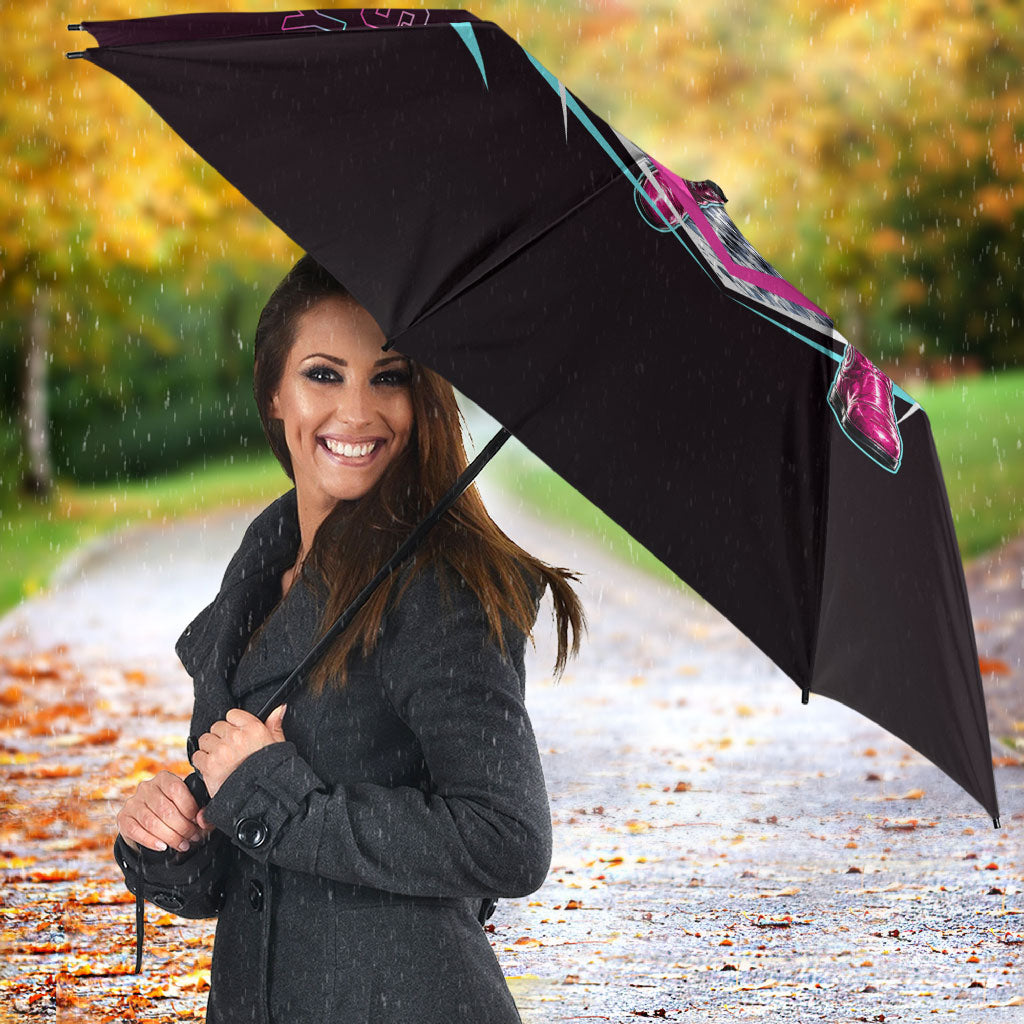 Personalised Sydney Sixers Cricket Mascot Skyline Umbrella Retro Neon Graphic Fan Art