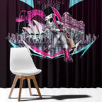 Personalised Sydney Sixers Cricket Mascot Skyline Window Curtain Retro Neon Graphic Fan Art