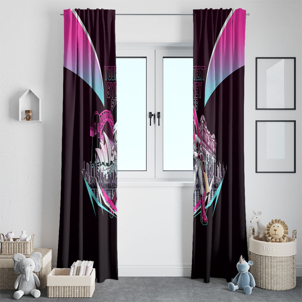 Personalised Sydney Sixers Cricket Mascot Skyline Window Curtain Retro Neon Graphic Fan Art