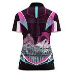 Personalised Sydney Sixers Cricket Mascot Skyline Women Polo Shirt Retro Neon Graphic Fan Art