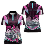 Personalised Sydney Sixers Cricket Mascot Skyline Women Polo Shirt Retro Neon Graphic Fan Art