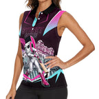 Personalised Sydney Sixers Cricket Mascot Skyline Women Sleeveless Polo Shirt Retro Neon Graphic Fan Art