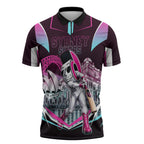 Personalised Sydney Sixers Cricket Mascot Skyline Zipper Polo Shirt Retro Neon Graphic Fan Art