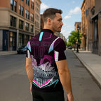 Personalised Sydney Sixers Cricket Mascot Skyline Zipper Polo Shirt Retro Neon Graphic Fan Art