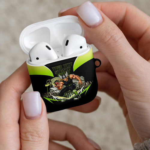 Personalised Sydney Thunder Cricket Mascot Skyline AirPods Case Retro Comic Style Fan Art Graphic
