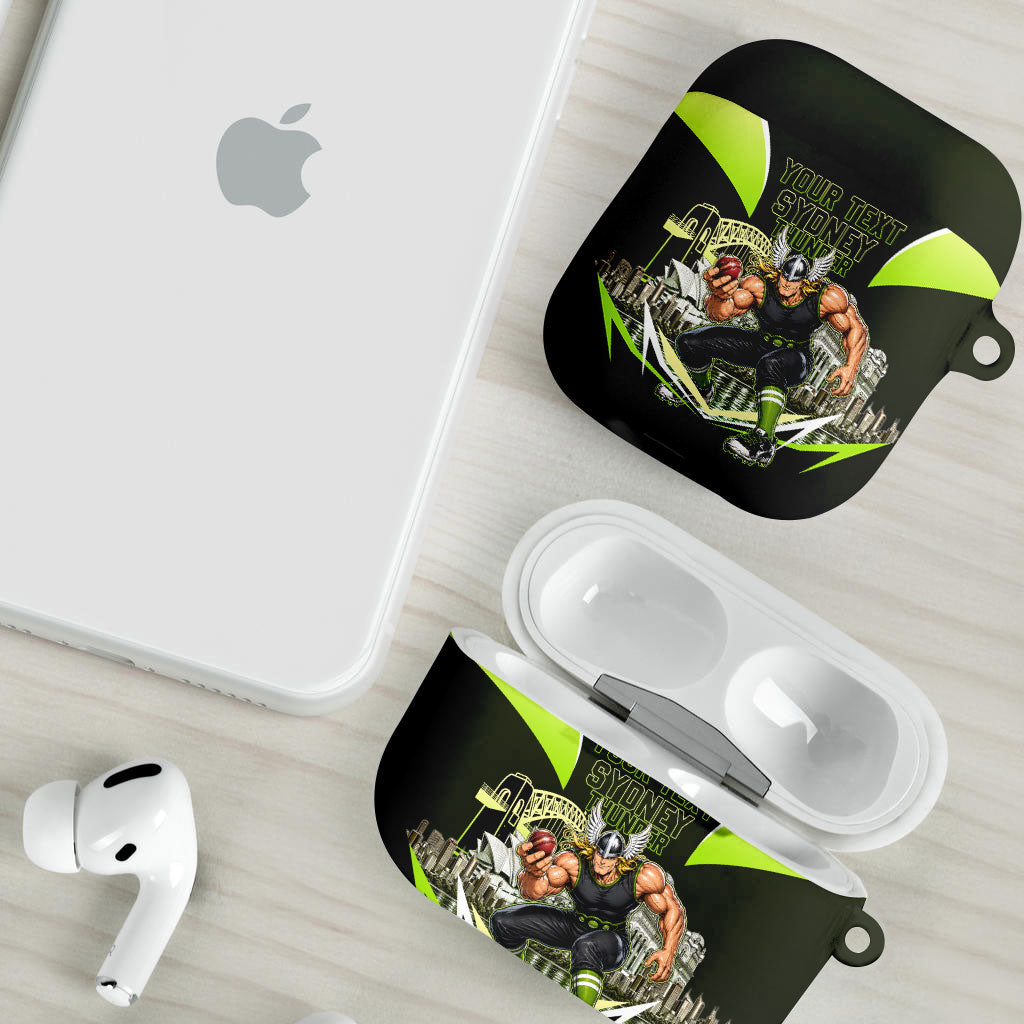 Personalised Sydney Thunder Cricket Mascot Skyline AirPods Case Retro Comic Style Fan Art Graphic
