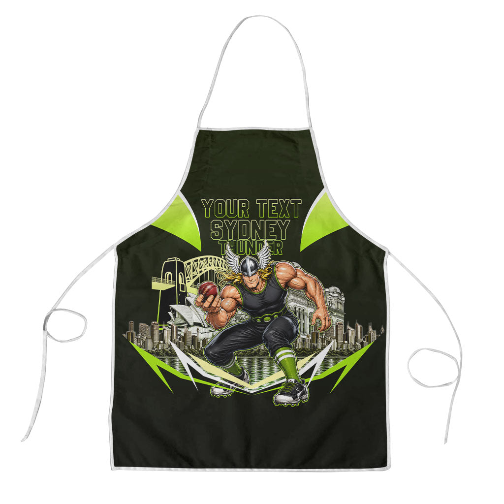Personalised Sydney Thunder Cricket Mascot Skyline Apron Retro Comic Style Fan Art Graphic