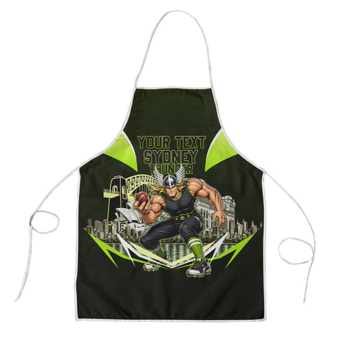 Personalised Sydney Thunder Cricket Mascot Skyline Apron Retro Comic Style Fan Art Graphic