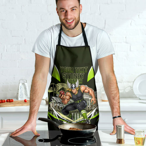 Personalised Sydney Thunder Cricket Mascot Skyline Apron Retro Comic Style Fan Art Graphic