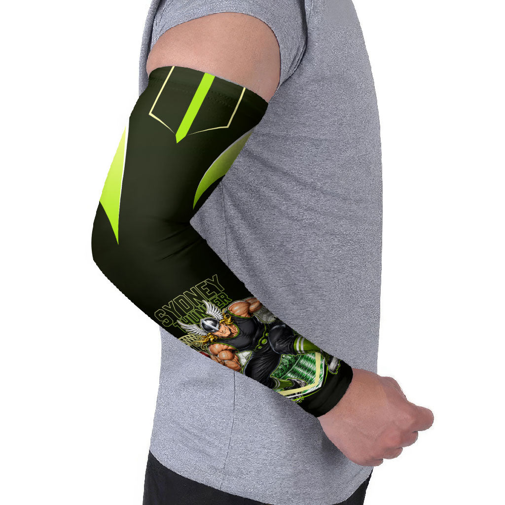 Personalised Sydney Thunder Cricket Mascot Skyline Arm Sleeves Retro Comic Style Fan Art Graphic