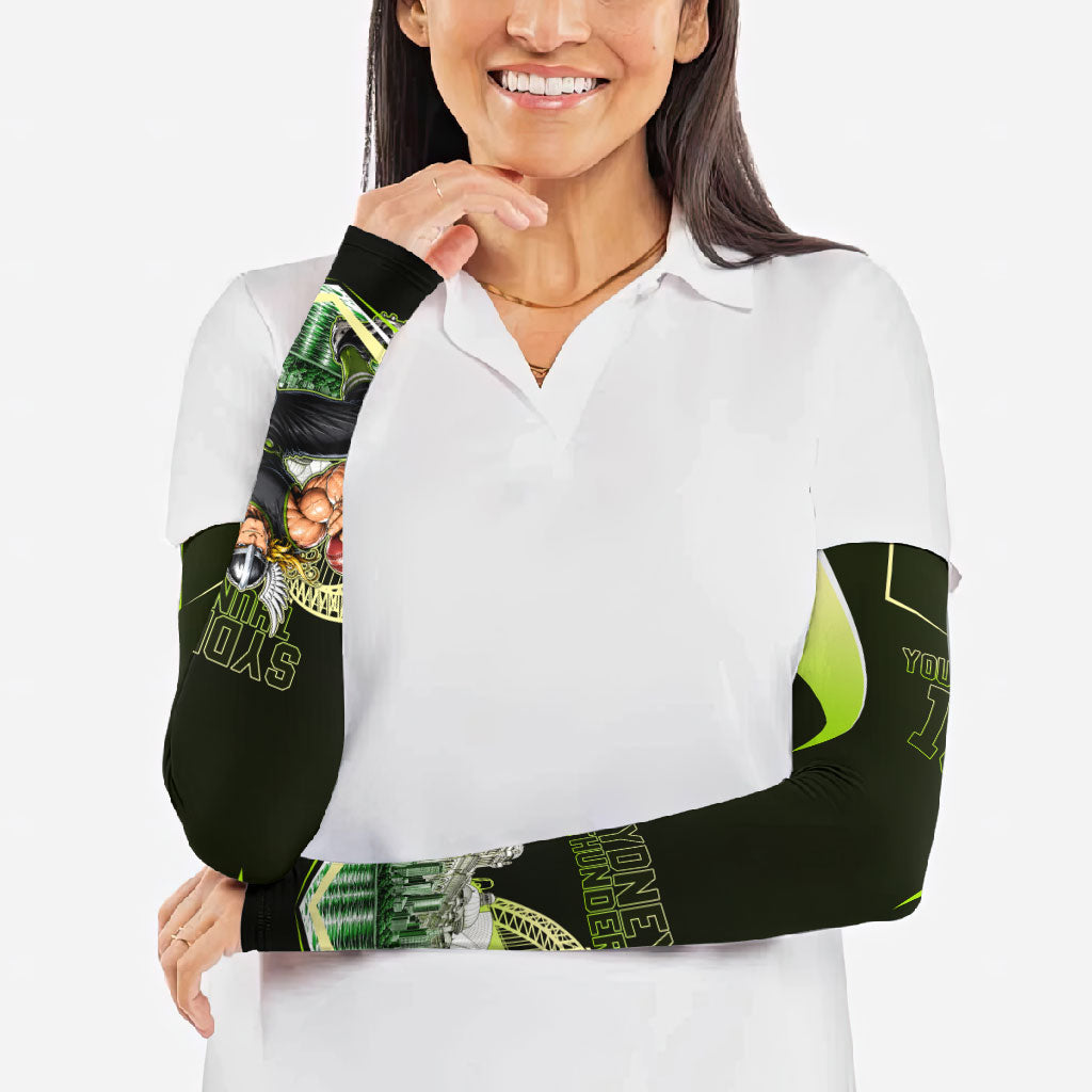 Personalised Sydney Thunder Cricket Mascot Skyline Arm Sleeves Retro Comic Style Fan Art Graphic
