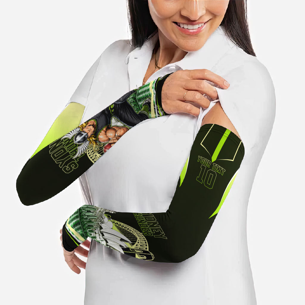 Personalised Sydney Thunder Cricket Mascot Skyline Arm Sleeves Retro Comic Style Fan Art Graphic