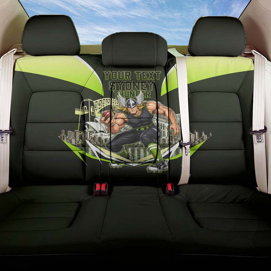 Personalised Sydney Thunder Cricket Mascot Skyline Back Car Seat Cover Retro Comic Style Fan Art Graphic