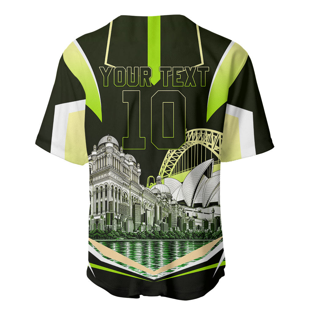 Personalised Sydney Thunder Cricket Mascot Skyline Baseball Jersey Retro Comic Style Fan Art Graphic