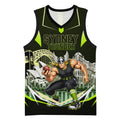 Personalised Sydney Thunder Cricket Mascot Skyline Basketball Jersey Retro Comic Style Fan Art Graphic