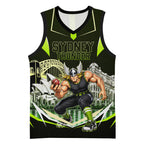 Personalised Sydney Thunder Cricket Mascot Skyline Basketball Jersey Retro Comic Style Fan Art Graphic