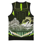 Personalised Sydney Thunder Cricket Mascot Skyline Basketball Jersey Retro Comic Style Fan Art Graphic