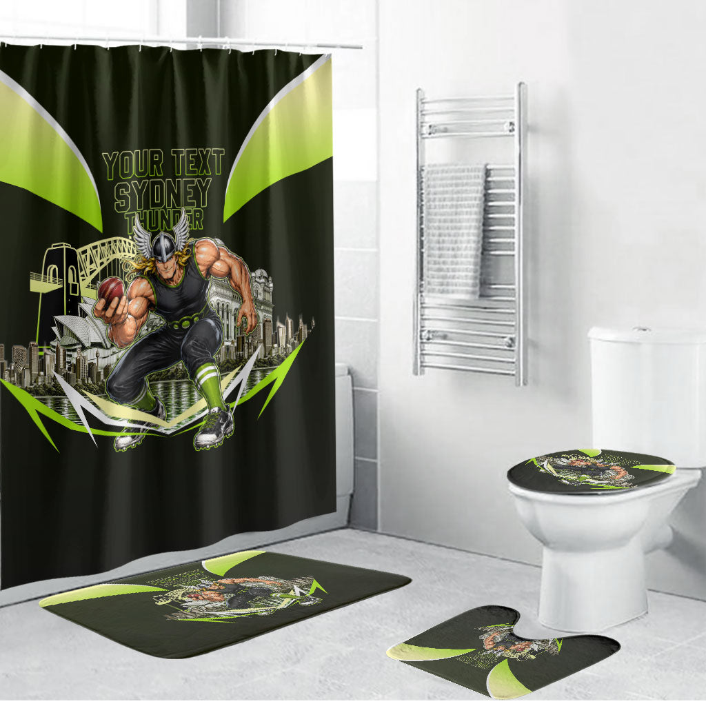Personalised Sydney Thunder Cricket Mascot Skyline Bathroom Set Retro Comic Style Fan Art Graphic