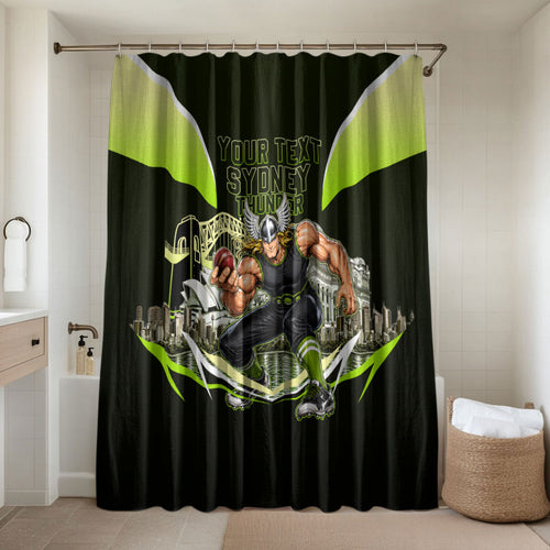 Personalised Sydney Thunder Cricket Mascot Skyline Bathroom Set Retro Comic Style Fan Art Graphic