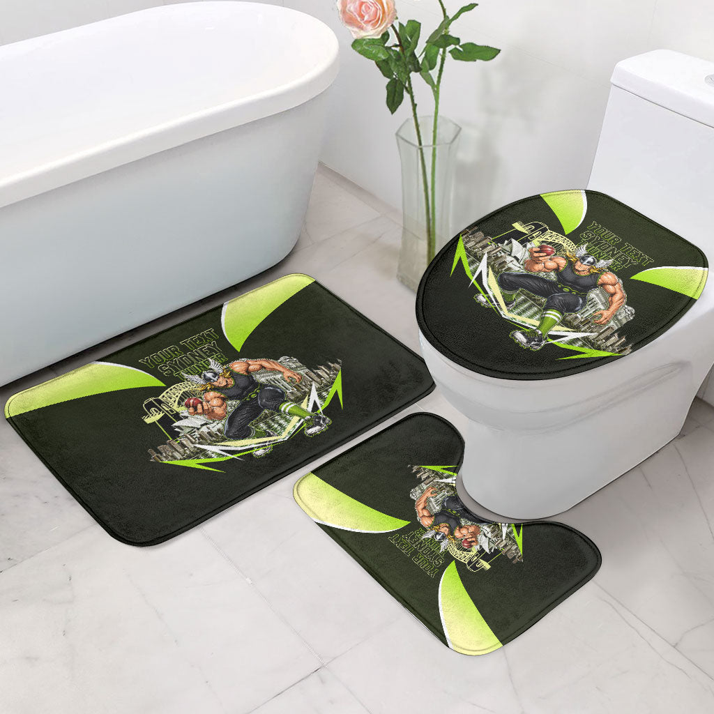 Personalised Sydney Thunder Cricket Mascot Skyline Bathroom Set Retro Comic Style Fan Art Graphic