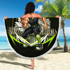 Personalised Sydney Thunder Cricket Mascot Skyline Beach Blanket Retro Comic Style Fan Art Graphic
