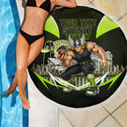 Personalised Sydney Thunder Cricket Mascot Skyline Beach Blanket Retro Comic Style Fan Art Graphic