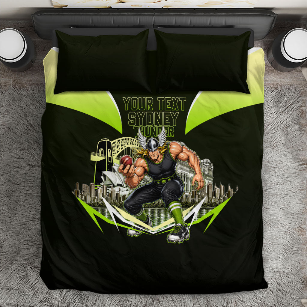 Personalised Sydney Thunder Cricket Mascot Skyline Bedding Set Retro Comic Style Fan Art Graphic