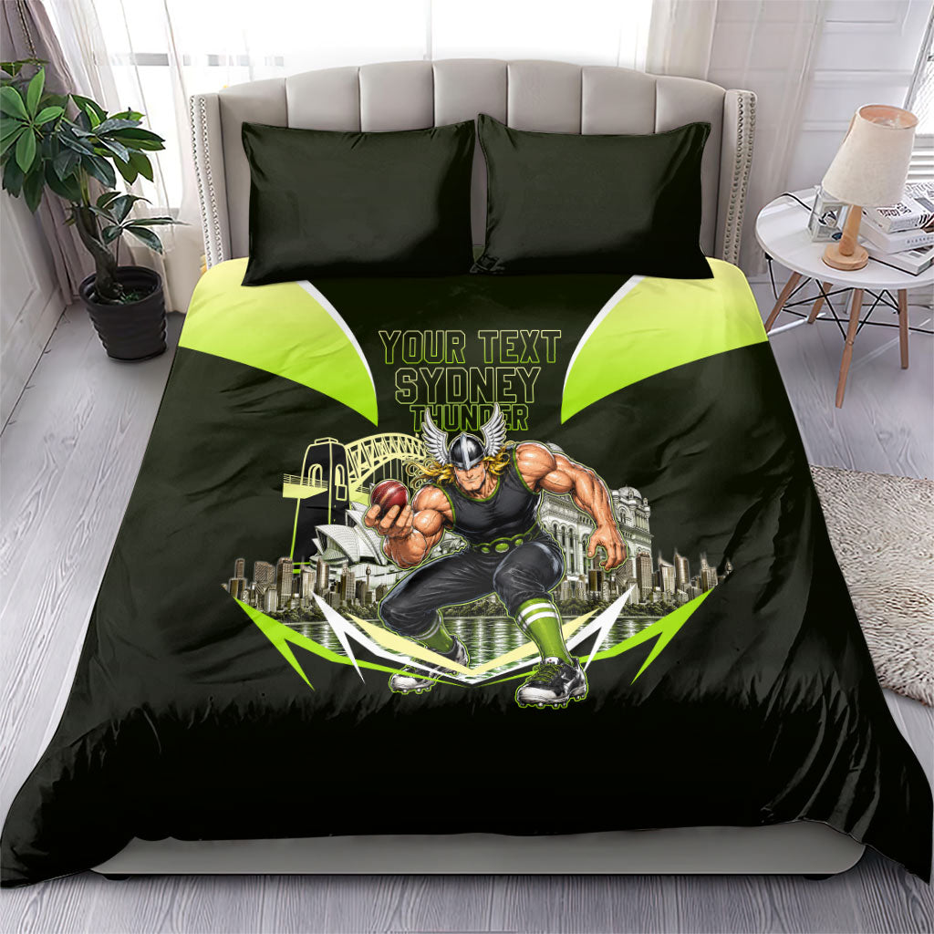 Personalised Sydney Thunder Cricket Mascot Skyline Bedding Set Retro Comic Style Fan Art Graphic