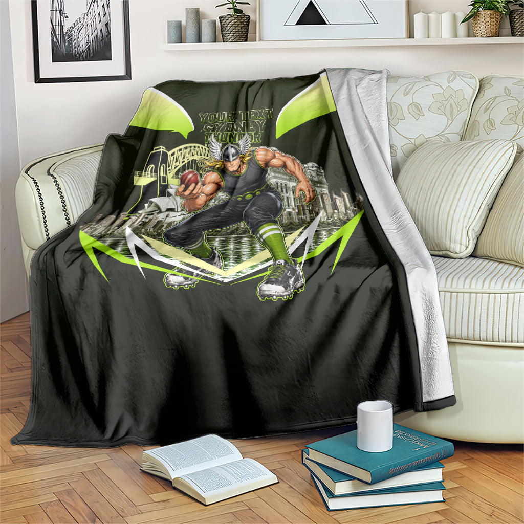 Personalised Sydney Thunder Cricket Mascot Skyline Blanket Retro Comic Style Fan Art Graphic