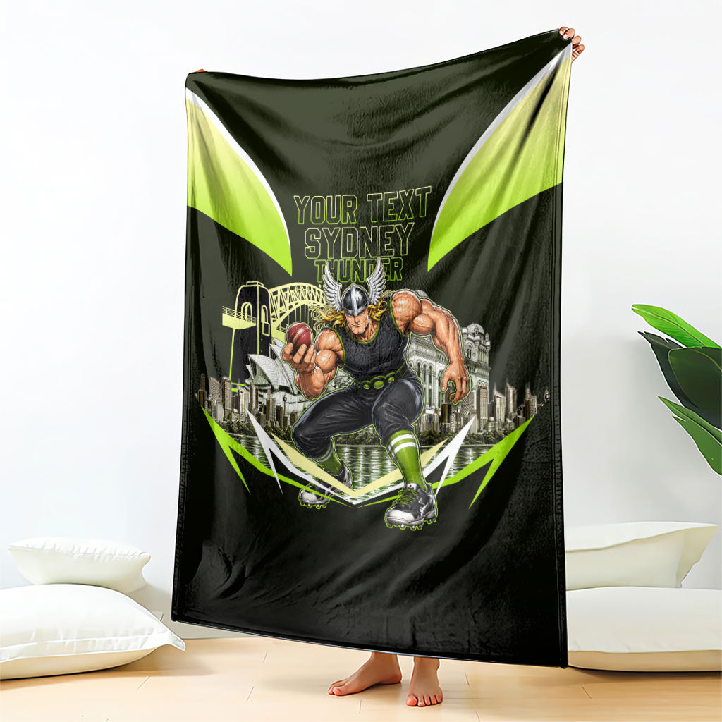 Personalised Sydney Thunder Cricket Mascot Skyline Blanket Retro Comic Style Fan Art Graphic