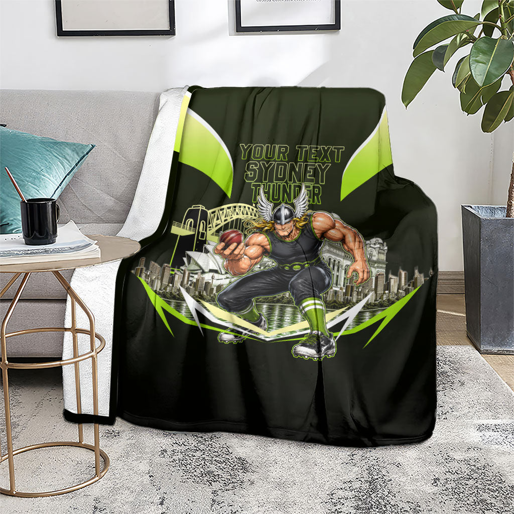Personalised Sydney Thunder Cricket Mascot Skyline Blanket Retro Comic Style Fan Art Graphic