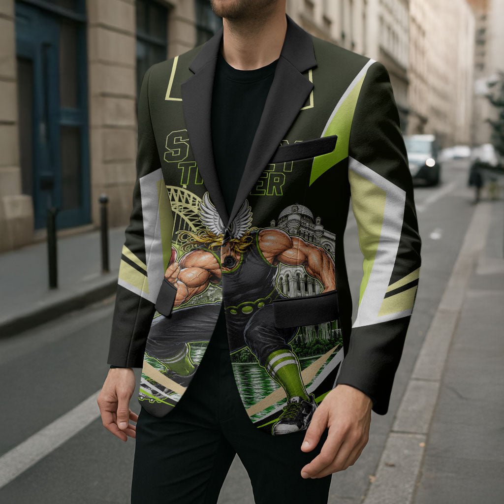 Personalised Sydney Thunder Cricket Mascot Skyline Blazer Retro Comic Style Fan Art Graphic