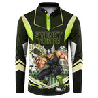 Personalised Sydney Thunder Cricket Mascot Skyline Button Sweatshirt Retro Comic Style Fan Art Graphic