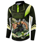 Personalised Sydney Thunder Cricket Mascot Skyline Button Sweatshirt Retro Comic Style Fan Art Graphic